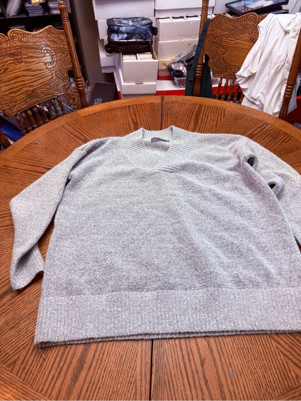 Classic Men's Light Gray V-Neck Sweater
